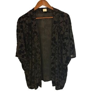 A New Day Black Floral Sheer Velvet Burnout Bolero Cardigan size XXL Witchy Goth